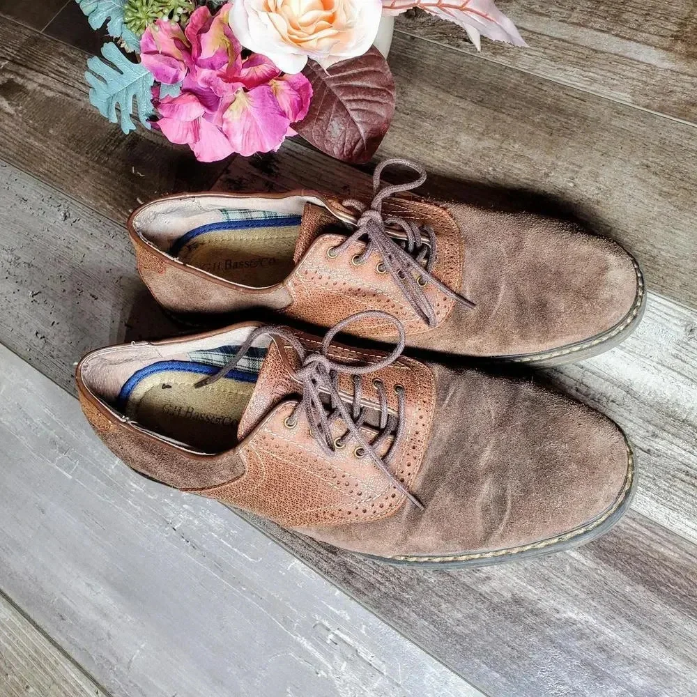 G.H.Bass&Co Men's Pomono Derby Shoes Brown Leather Lace Up Round Toe Size 10.5M